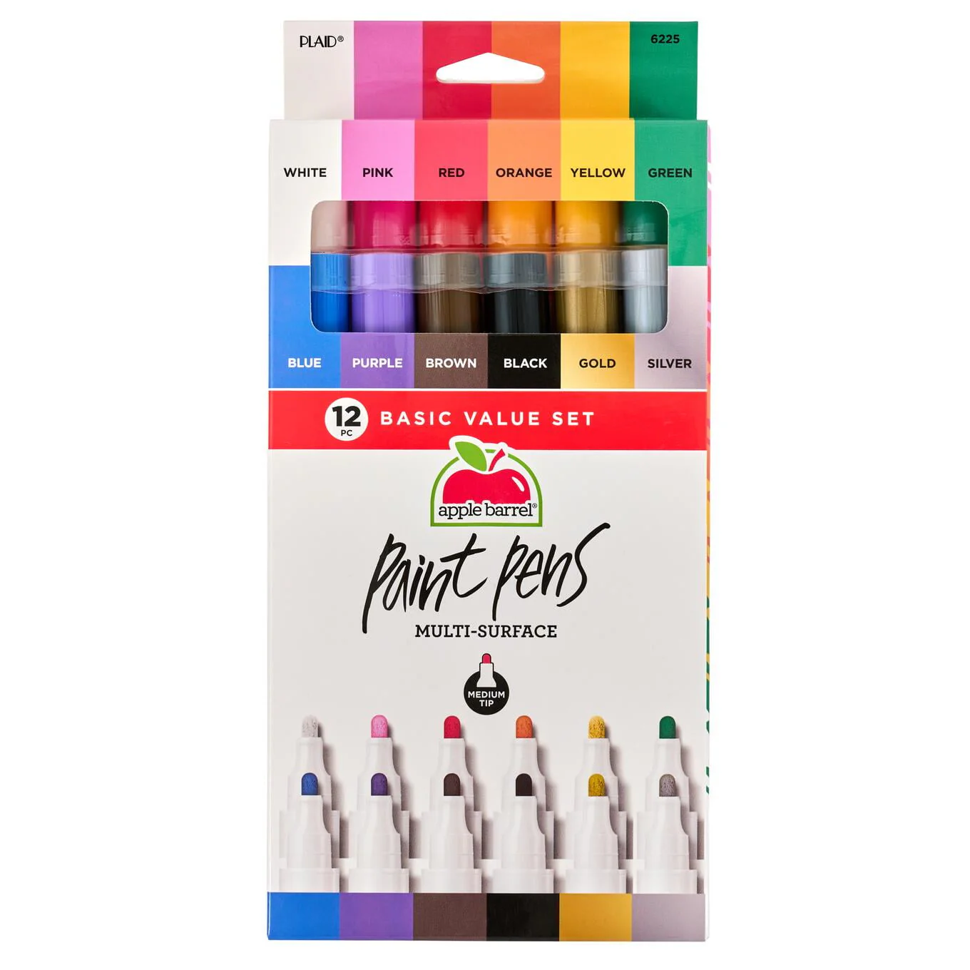 Apple Barrel Juego Básico de Bolígrafos de Pintura Multisuperficie Punta Media, 12 Pzas - Imagen 2